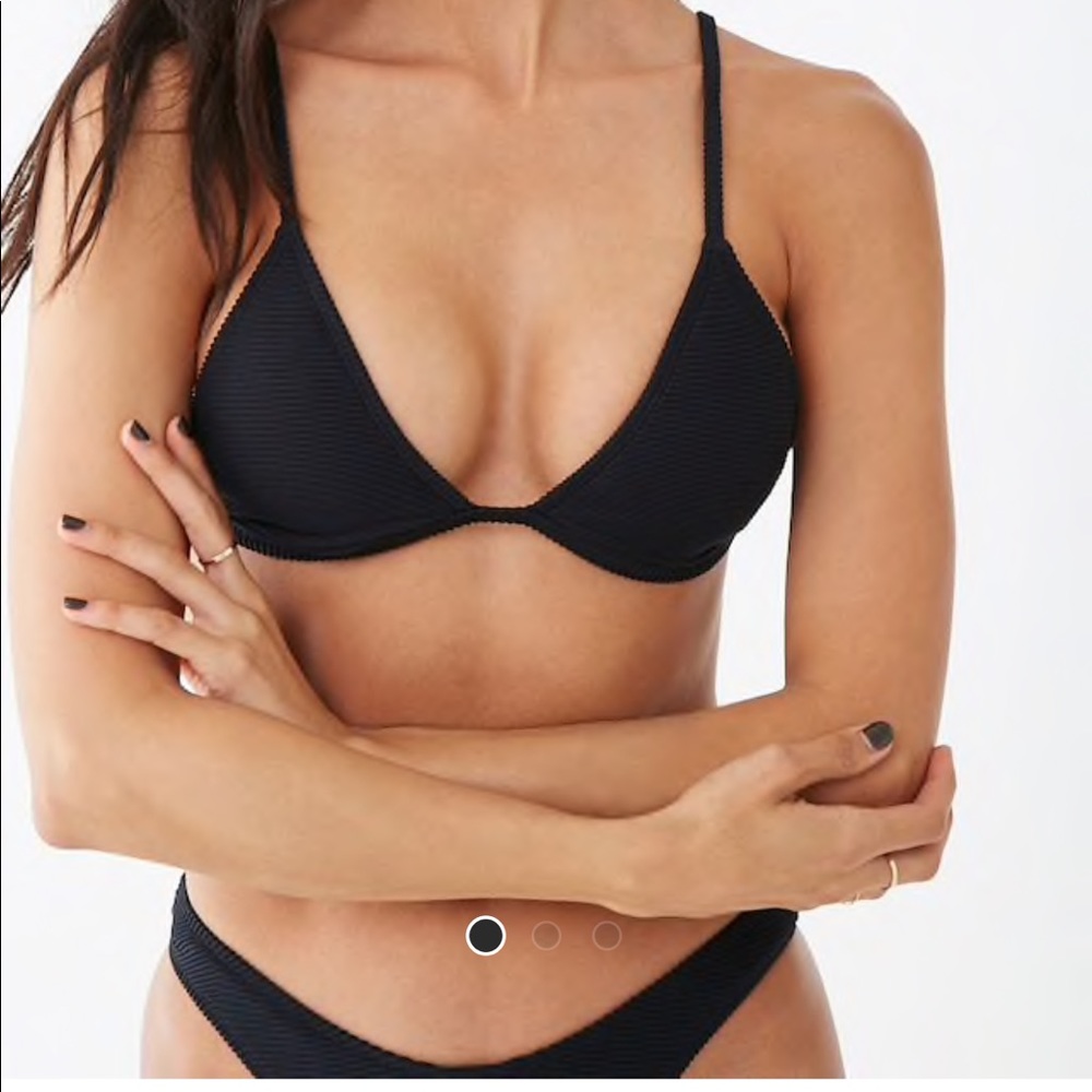 Forever 21 Black Rib Triangle Bikini Top